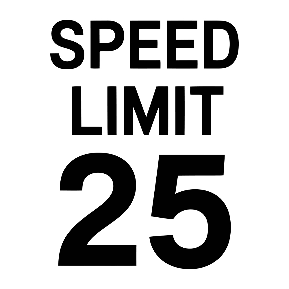 Black and white speed limit 25 sign